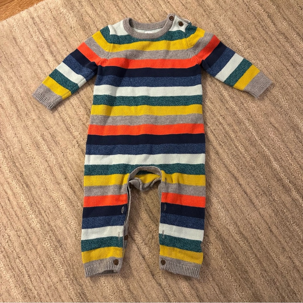 Baby GAP Sweater Romper One Piece Blue Stripe 12-18M